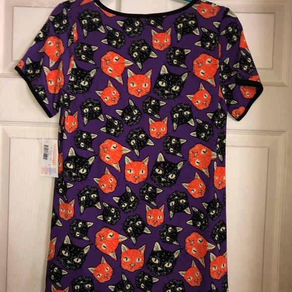 LuLaRoe Classic T Small kitty Cats Purple Tunic S - Picture 2 of 4